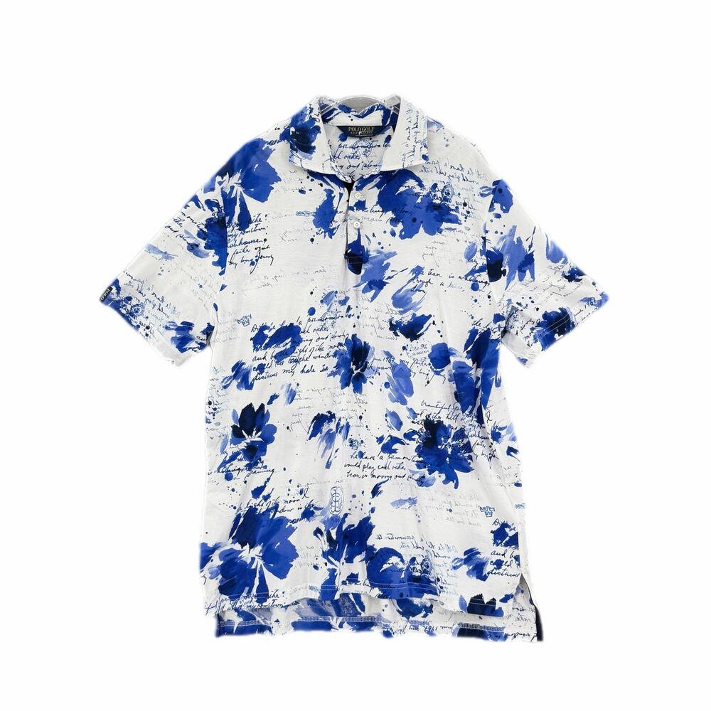 Polo Golf Ralph Lauren Performance Blue White British West Indies Collared Shirt